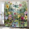 Beautiful Flowers Shower Curtain for Bathroom Blue Floral Romantic Wildflower Plants Nature Scenery Home Decor Curtain with Hook