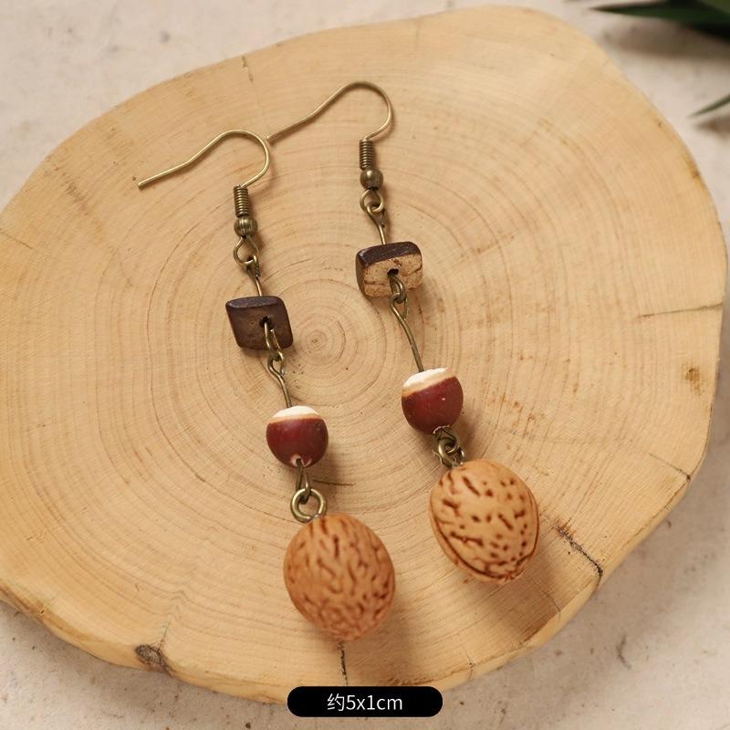 Original Design Traditional Chinese Medicine Plant Earrings Retro Literature Natural Fruit Handmade Long Earrings Women