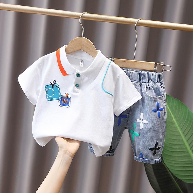 Stylish Summer Boys Two Piece Set 2024 Trendy Polo Shirt And Shorts Outfit For Kids