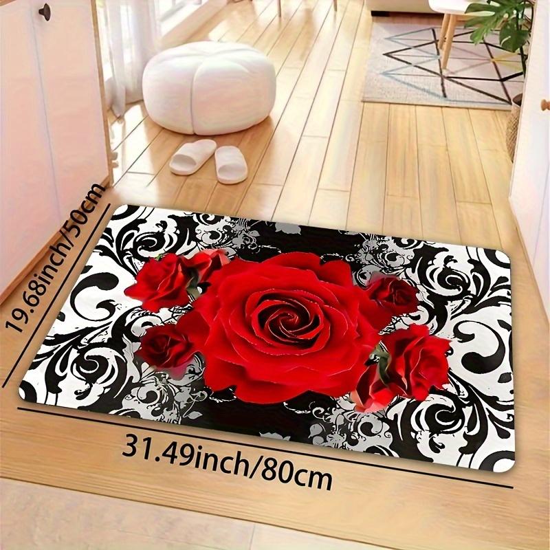 

1 piece/8mm thickness JIT rose pattern bathroom rug, kitchen mat, living room rug, bedroom rug, indoor doorway mat, machine washable, entrance door 19.69*31.49Inch 50*80cm красный