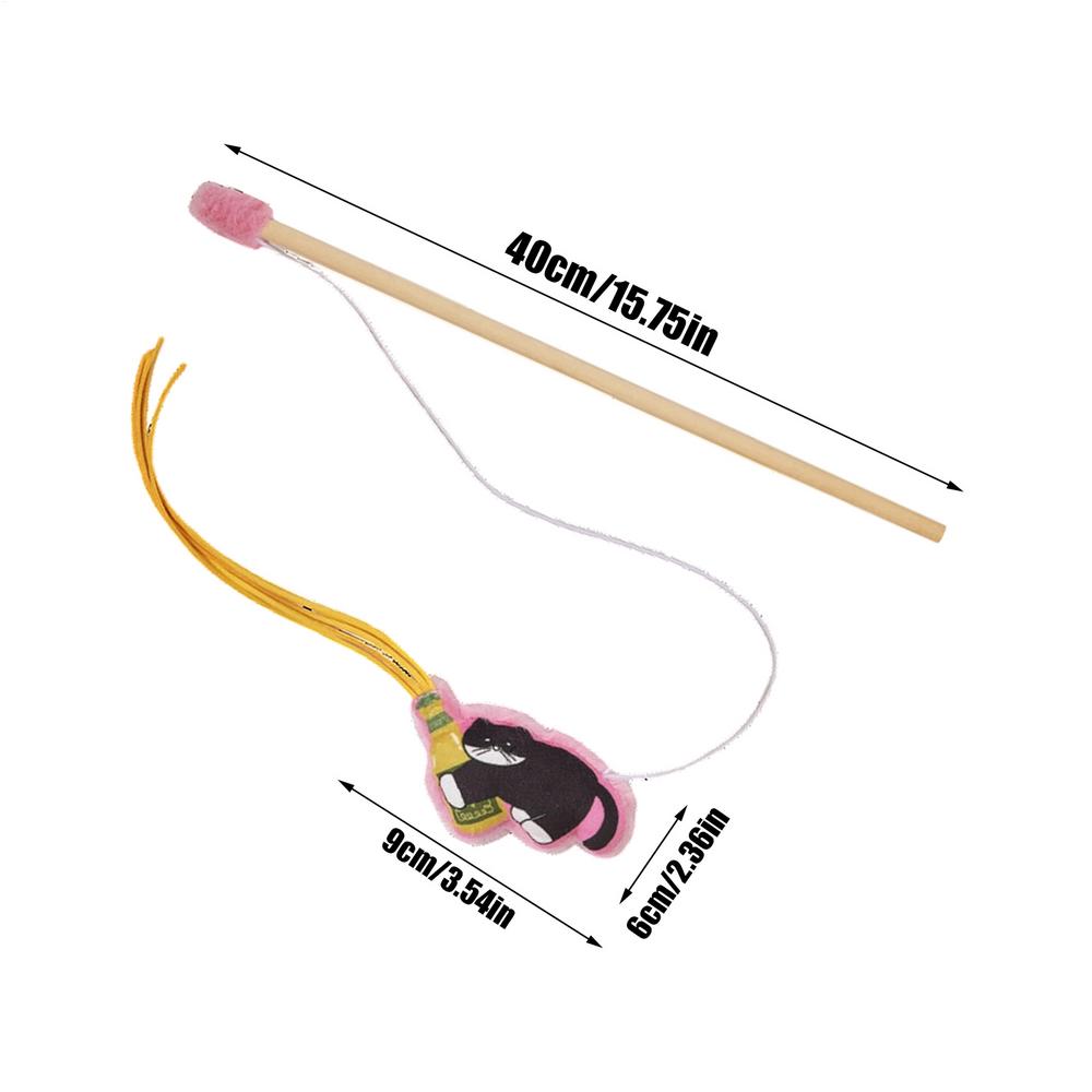 Cat Wand Toy Funny Teaser Stick Wand Pole Interactive Cat Toy Indoor Play Boredom Stimulation Exercise Entertainment