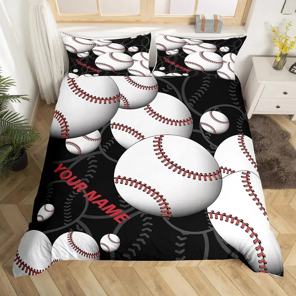 Individuelles Fußball Bettwäsche Set Name DIY Amerikanisches Fußball Spiel Weich mit Weichem Stoff Bettbezug Set Sport Thema Warme Deckenhülle für Kleine Jungen