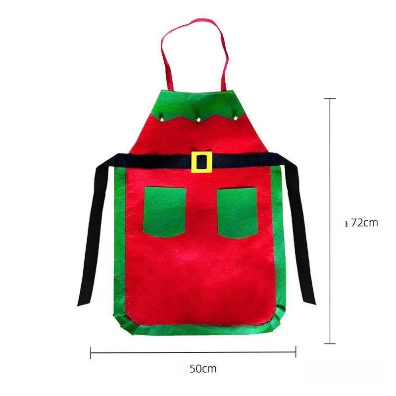 3pcs/set Christmas Kitchen Apron with Hat Fabric Holiday Cooking Aprons for Women Men Christmas Decorations Home Family Party