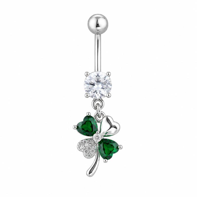 Sparkling Zircon Butterfly Dangle Belly Button Ring Stainless Steel Hypoallergenic Navel Piercing Jewelry A5
