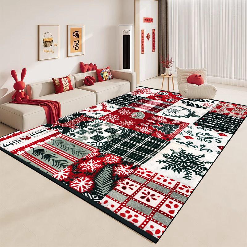 Light Luxury Christmas Carpet Large Living Room Decoration Rug Comfortable Children's Bedroom Mat Non-slip Corridor Lounge Rugs