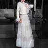 Fairy Style White Sequin Patchwork A-Line Mesh Skirt with Large Flowy Hem