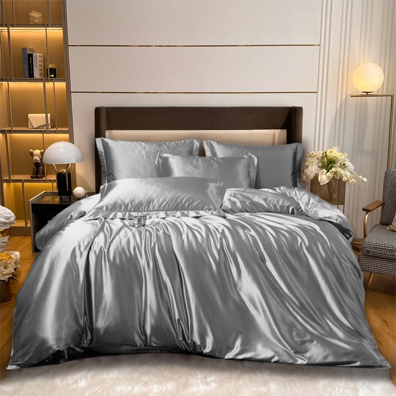 3/4 ks Summer Ice 100% hedvábný satén povlečení s povlakem na přikrývku Prostěradlo Povlaky na polštář Povlaky na povlečení