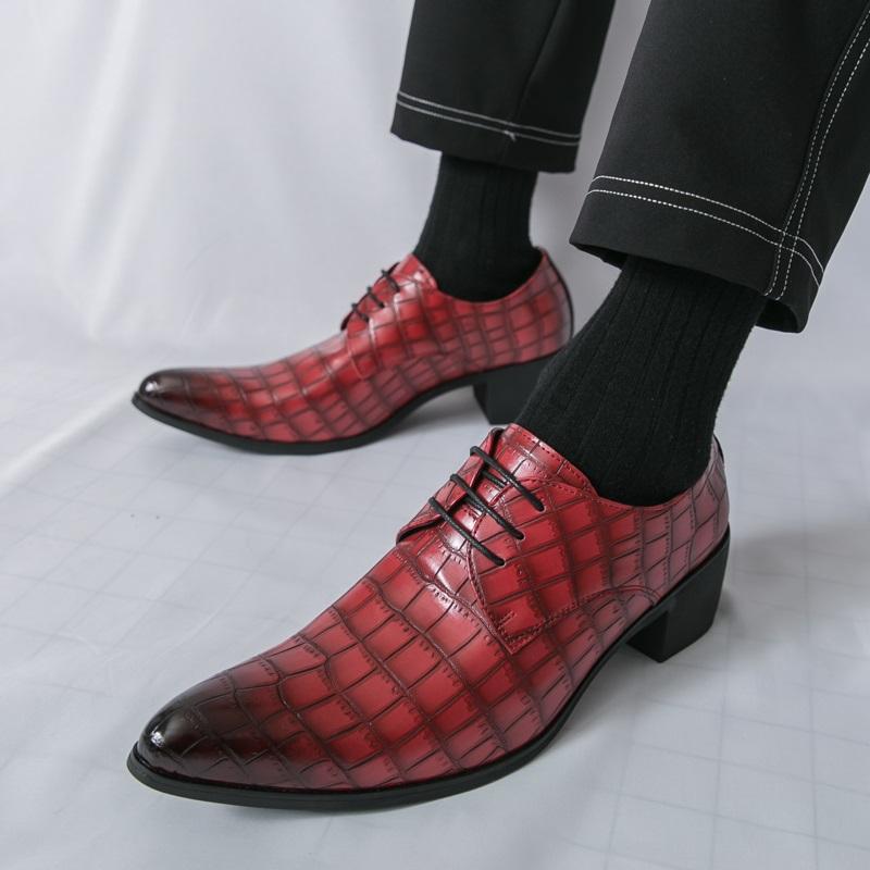 Fashion British Gentleman Men's Pointed Crocodile Pattern Lace Up Oxford Shoes Designer Formal Wedding Prom Dress Homecoming Footwear