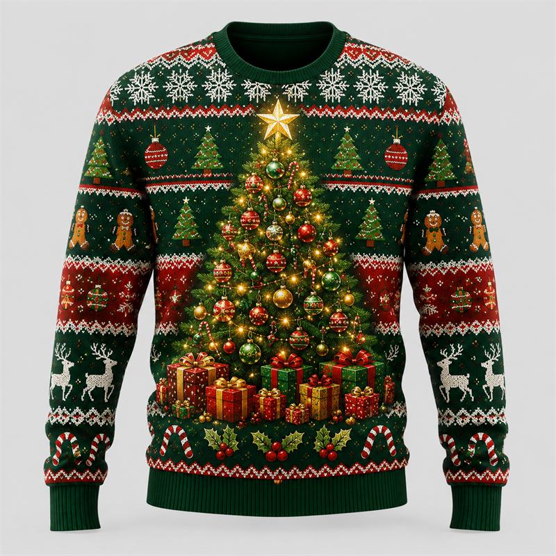 Felpa con Stampa Animalier di Babbo Natale Moda Autunno Inverno Abbigliamento per Feste Natalizie Maglione Brutto Streetwear alla Moda Top Unisex