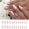 24 Pcs Simple Pink Press On Nails With Silver Glitter Powder Decor Removable Fake Nail Tips Set