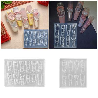 Flexible Silicone Nail Decor Mold Intricate Carved Patterns Cream Ruffles Bows Crafting Tool Resin Jewelry Making