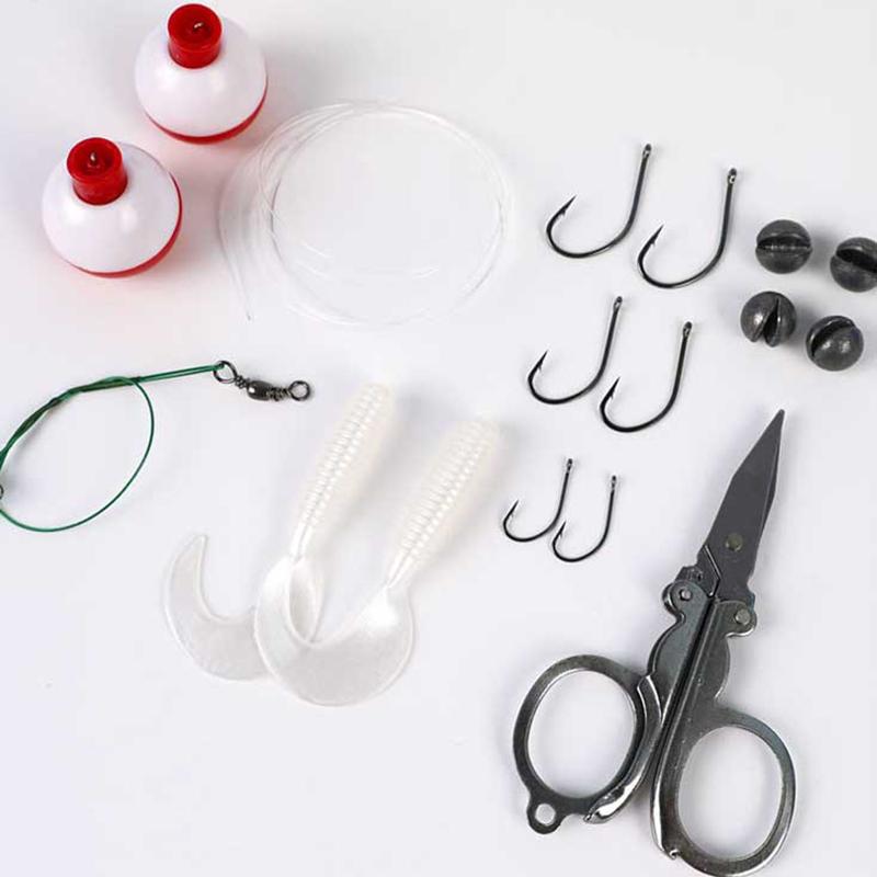 24Pcs/Set Emergency Fishing Kit Portable Mini Tackle Box With Cutters/Floats/Sinkers For Bass/Kayak Fishing Tackle