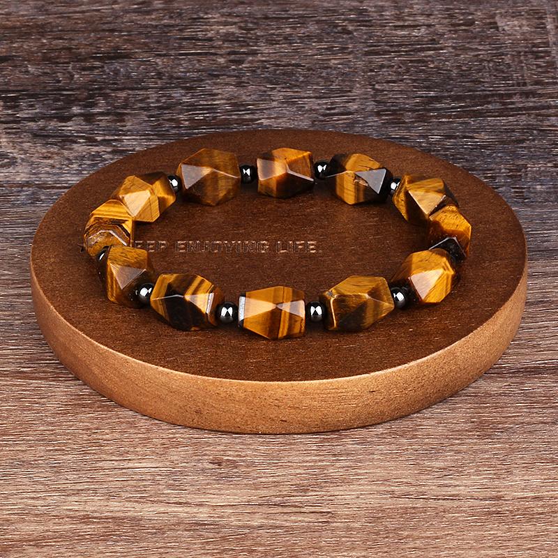 Natürlicher facettierter Tigeraugenstein Reiki-Armbänder Herren Mode Energie Hämatit-Perlen Armbänder für Frauen Seelen Schmuck Geschenk Pulsera