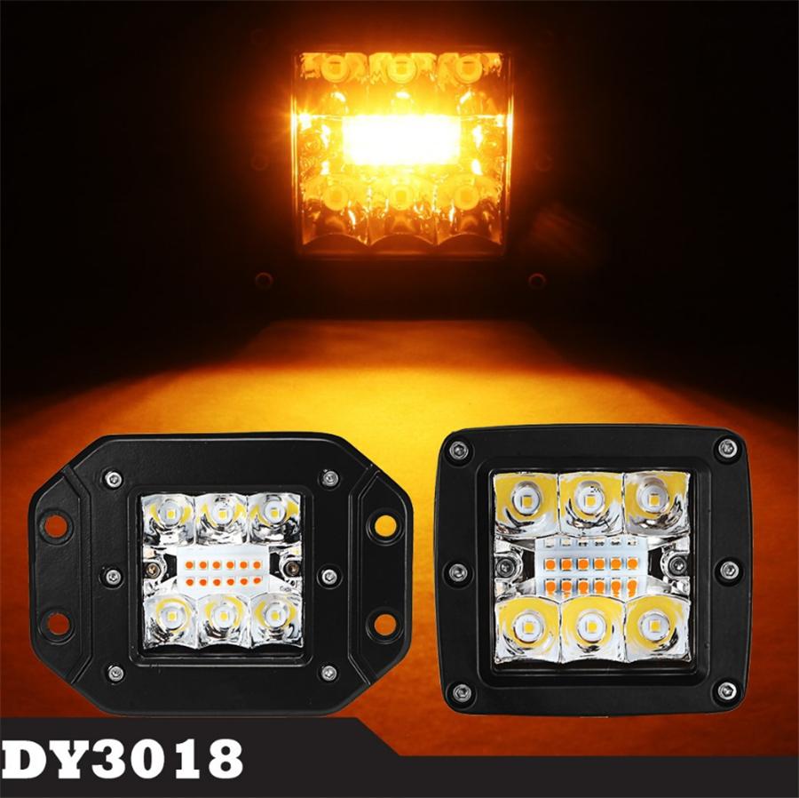 2PCS Flush Mount 4.8 INCH CREE 96W 9600LM Combo Flood Spot Led Work Light Cube pods Off road Fog Lamp Driving Light