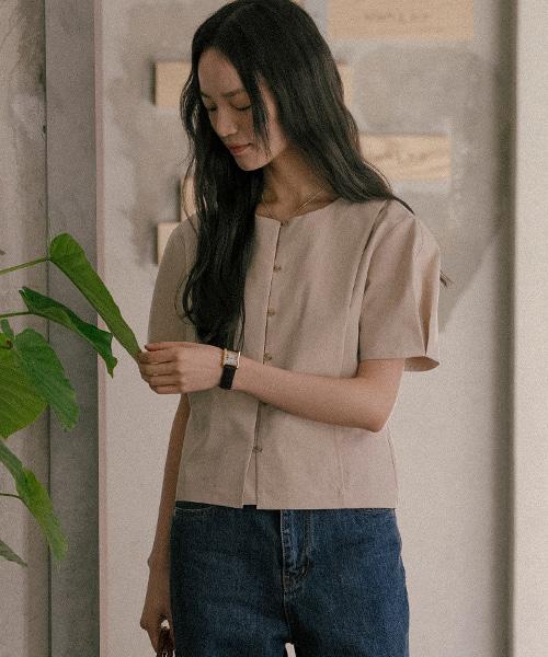 Tilaidai Button Blouse_Tisu01Bl04_Beige