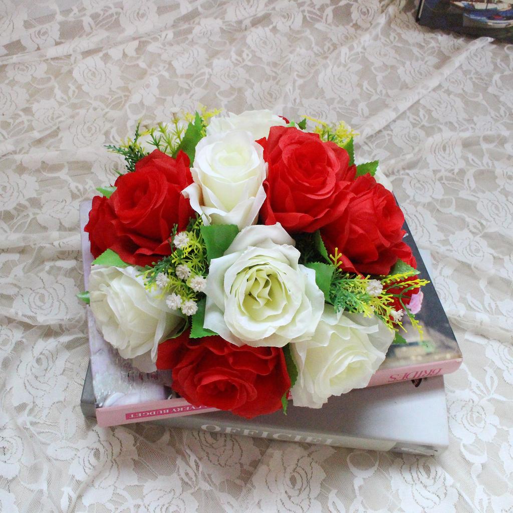 Künstliche Blumenkugel Realistisch 15 Köpfe Blumenkugel Arrangement für Hochzeitsmittelstück Dekoration