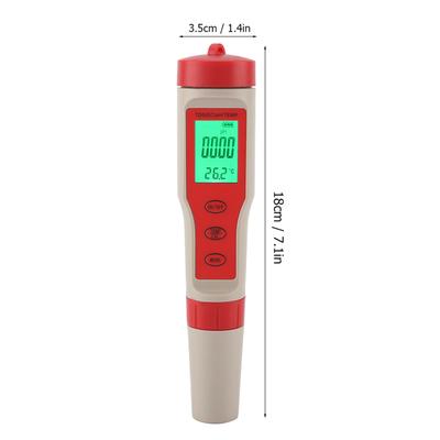 4 In 1 Water Quality , Large Clr Display PH EC Temperature Meter with 3 Point Auto Calibration, for Garden Home Laboratory Aquarium