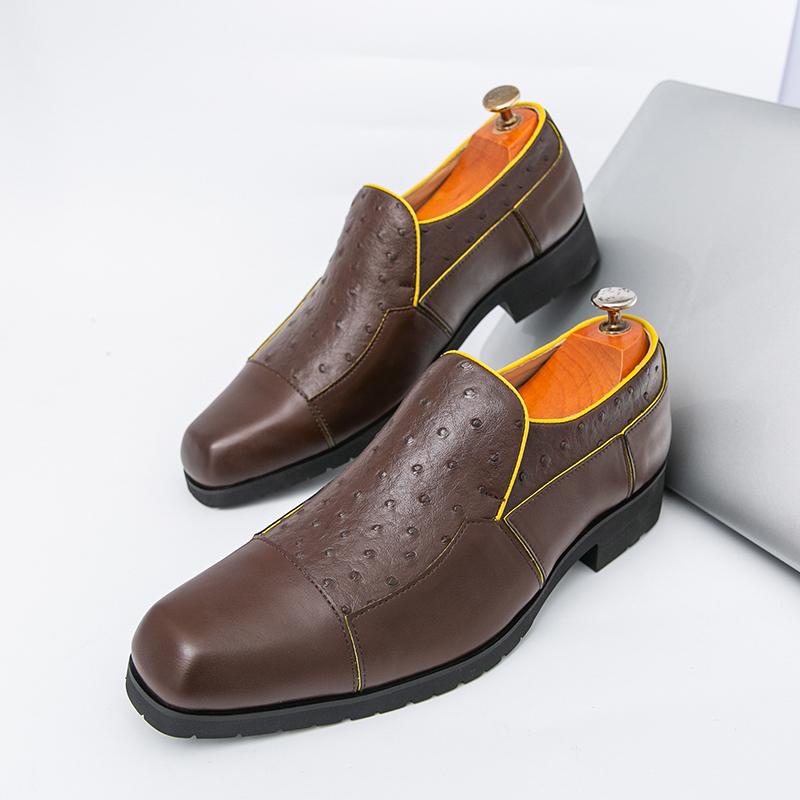 

Модная мужская обувь Повседневные деловые лоферы Черный Коричневый Удобная и дышащая Брендовая кожаная обувь для одной ноги Мужской размер 38-46 46 коричневый