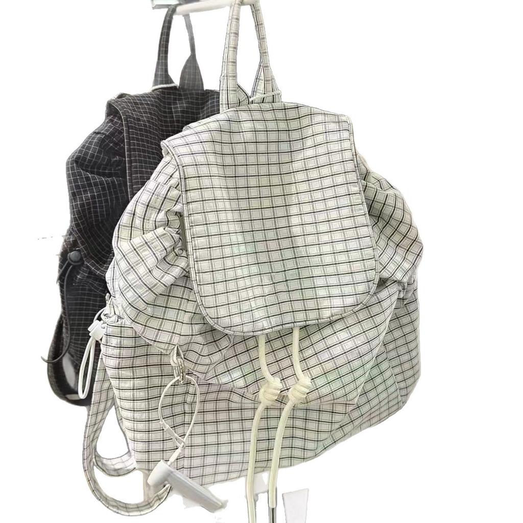 Niche Fashion Lightweight Retro Backpack Large Capacity Backpack Casual Versatile Commuter Plaid Schoolbag