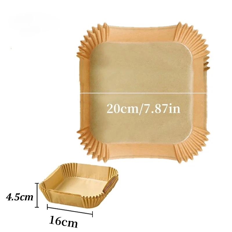 50/100PCS Disposable Air Fryer Paper Bakeware Tray Non-Stick Mat Oil-proof Liner Barbecue Pad for Kitchen Oven Baking Paper