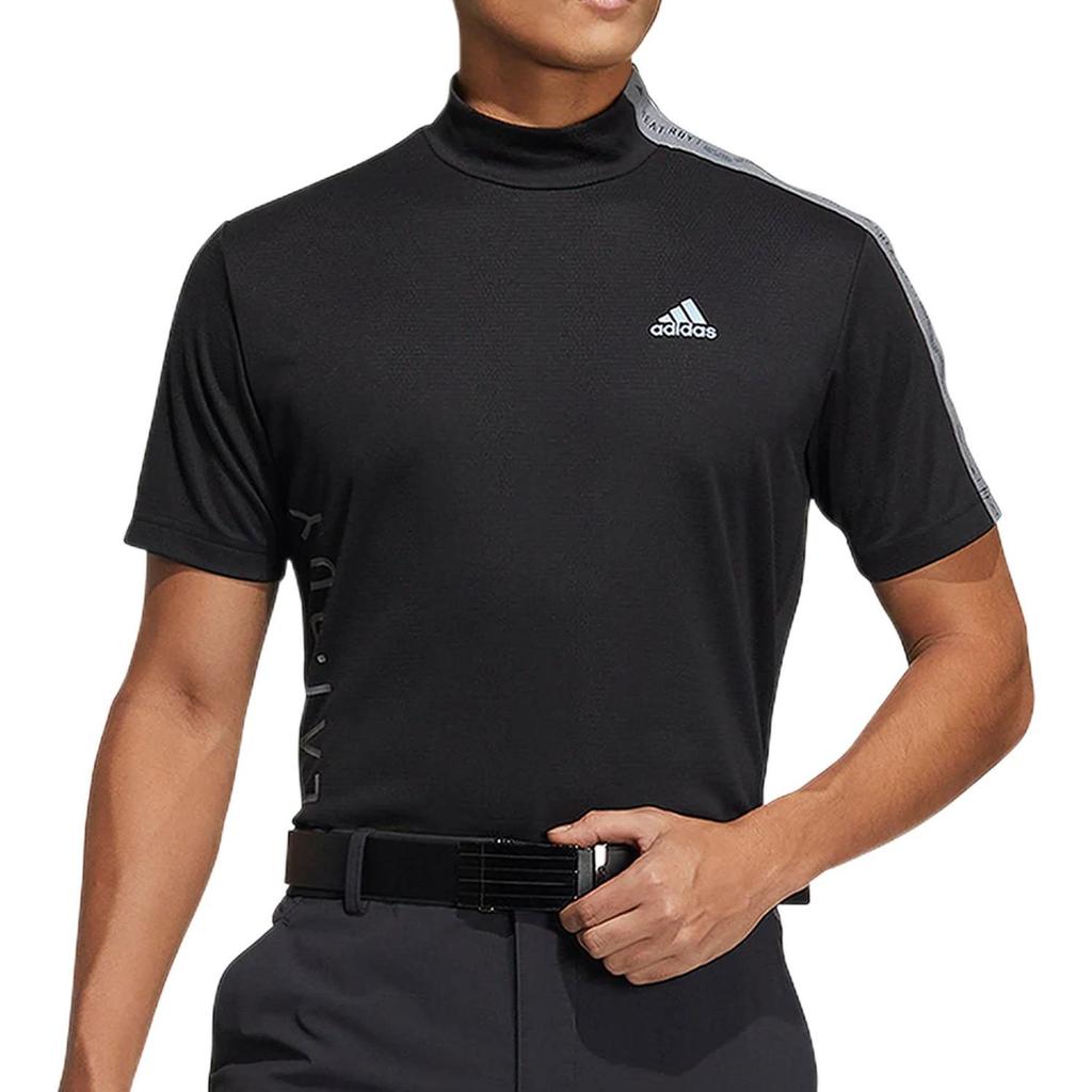 adidas T Shirts Men's Black Stand Collar Moderate Straight Fit HA3120