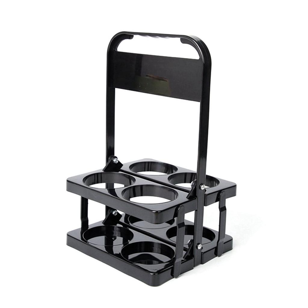 A84E-3X 4 Holes Foldable Plastic Beverage Carrier,Reusable Drink Holder With Handle Portable Drink Holder Black