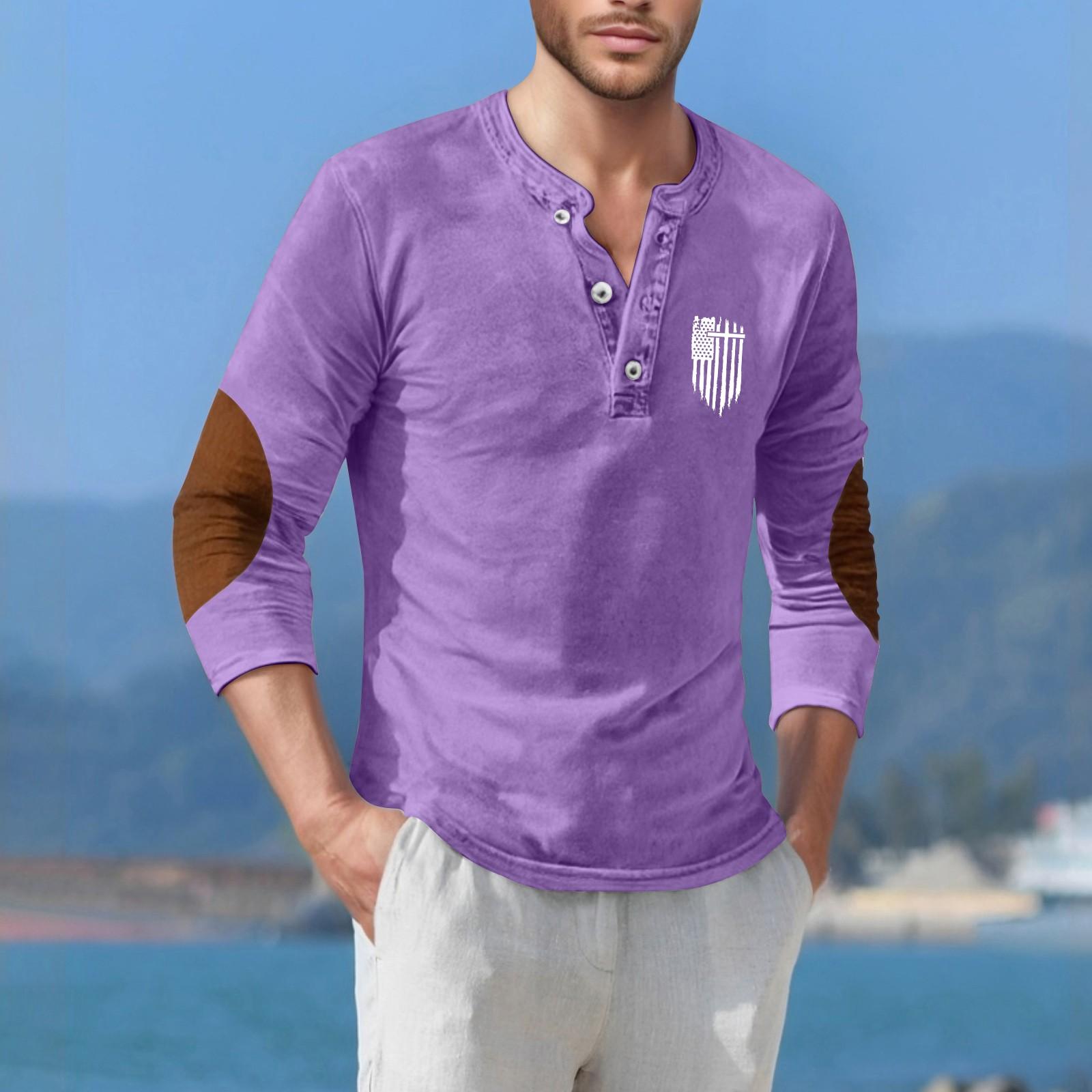 

Мужская футболка уличная повседневная мода с коротким рукавом L фиолетовый