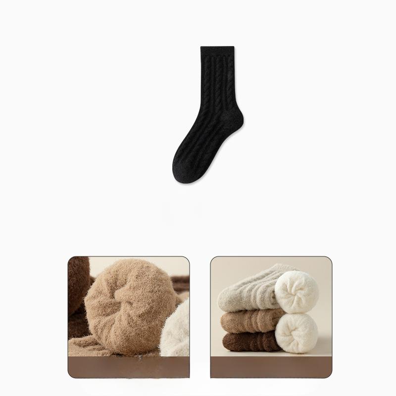 Australian Fleece Mid-calf Socks for Women's Winter, Thickened with Fleece, Double-sided Faux Cashmere, Warm Sleep, Pile Long Socks for Autumn