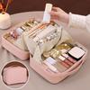 Travel Makeup Bag Portable Open Flat Toiletry Bag Waterproof Large Capacity Cosmetic Organizer for Women Business Trip Vacation Use
