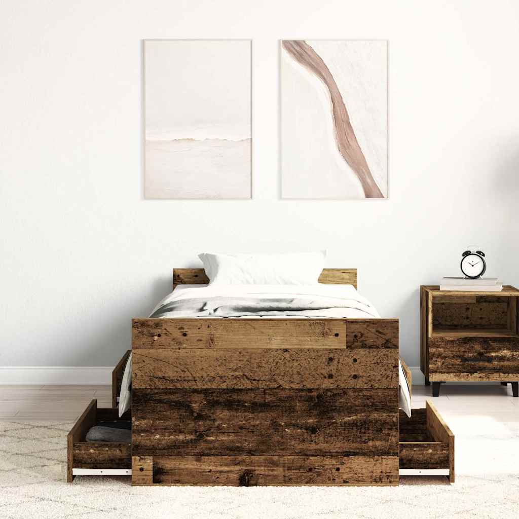 Rama Łóżka Bez Materaca Stare Drewno 100X200Cm Drewno Klejone