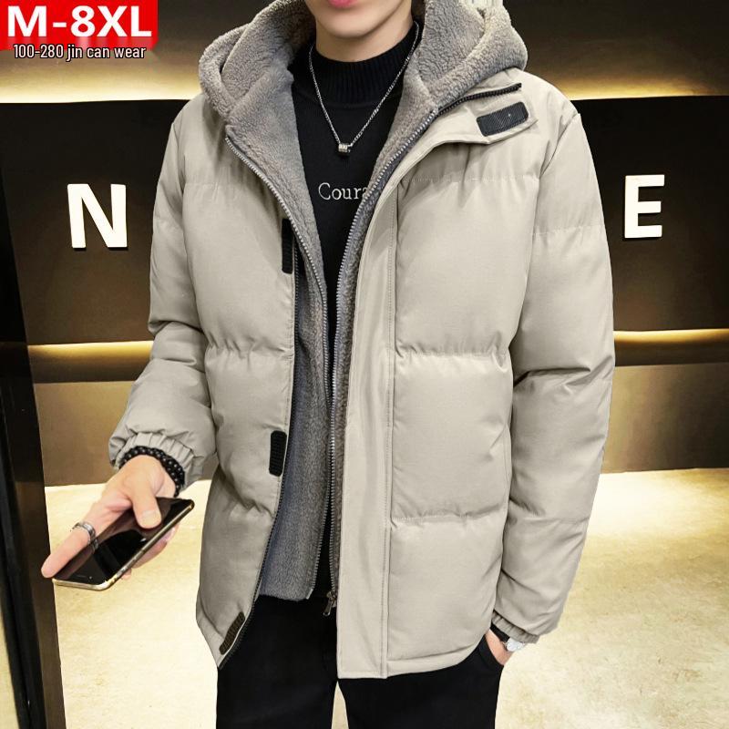 Men's Winter Hong Kong Style Hooded Two-Piece Cotton Coat - Plus Size, Extra Thick Warm Outerwear