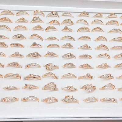 12Pcs Women Rings Crystal Wedding Jewelry Alloy Rings