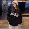 Womens Crew Neck Sweatshirt Fall Winter Thin Fleece Loose Long Sleeve Top