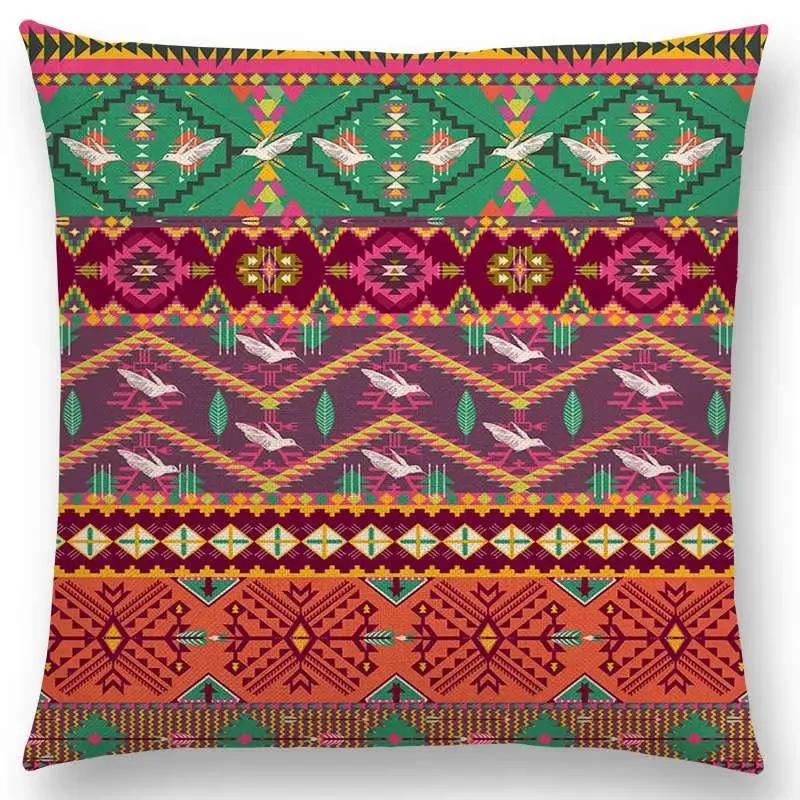 Colorful Seamless Aztec Decorative Prints Sofa Throw Pillow Case Fancy Abstract Geometric Vector Pattern Tribal Cushion Cover