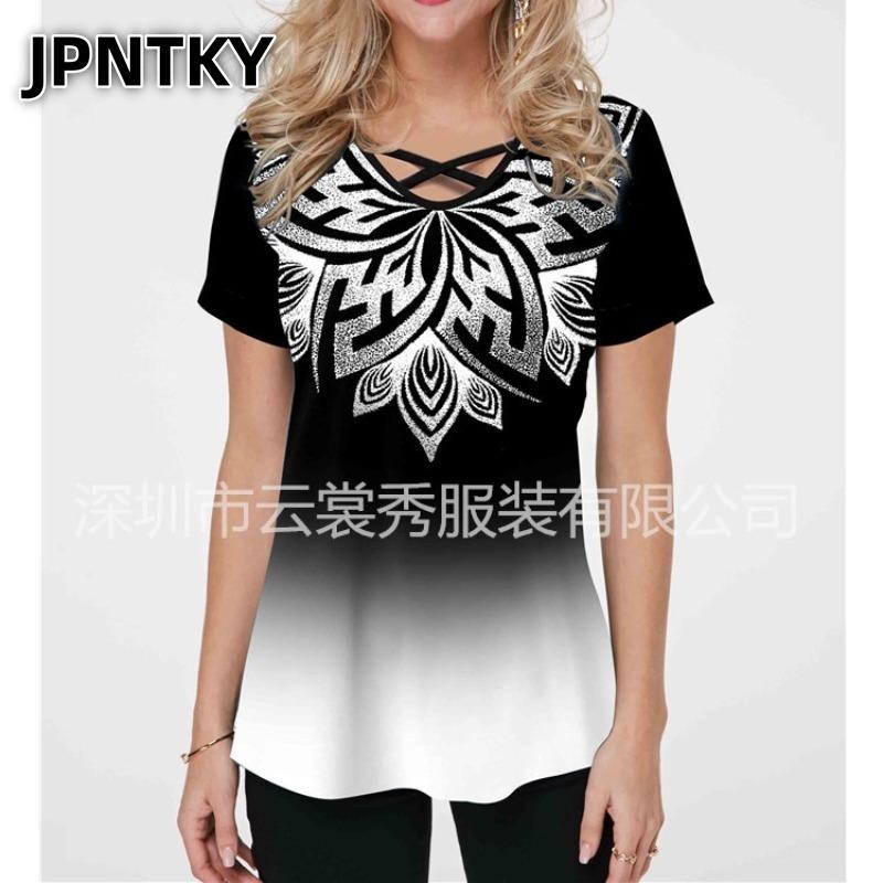 JPNTKY Women's Fashion Casual Short Sleeve Blouses & Shirts