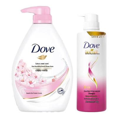 Dove Cherry Blossom Body Wash & Long Hair Shampoo Set