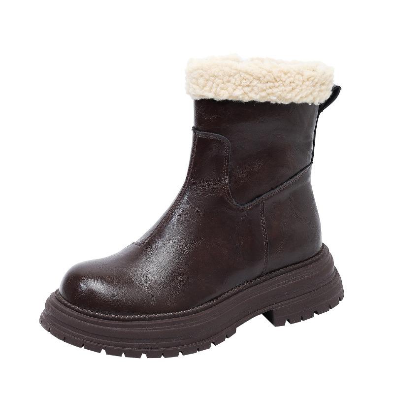 Fleece thickened short boots women s new winter thick-soled inner heightening Martin boots women s warm thick-soled snow boots 34