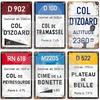 Segno Metallica Corsa Ciclistica Segnaposto Francia Croix de Fer Loze l'Iseran Peyresourde Tramassel d'Izoard Galibier Mont Ventoux