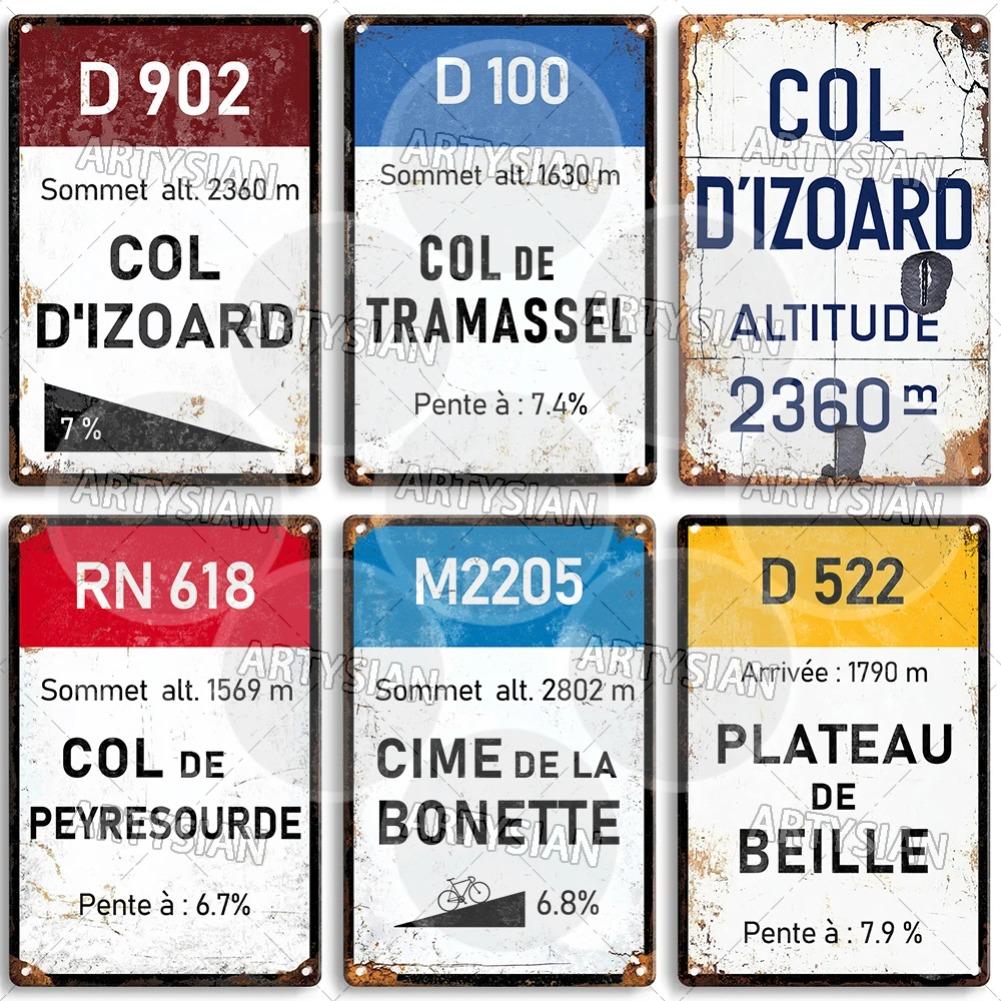 Segno Metallica Corsa Ciclistica Segnaposto Francia Croix de Fer Loze l'Iseran Peyresourde Tramassel d'Izoard Galibier Mont Ventoux
