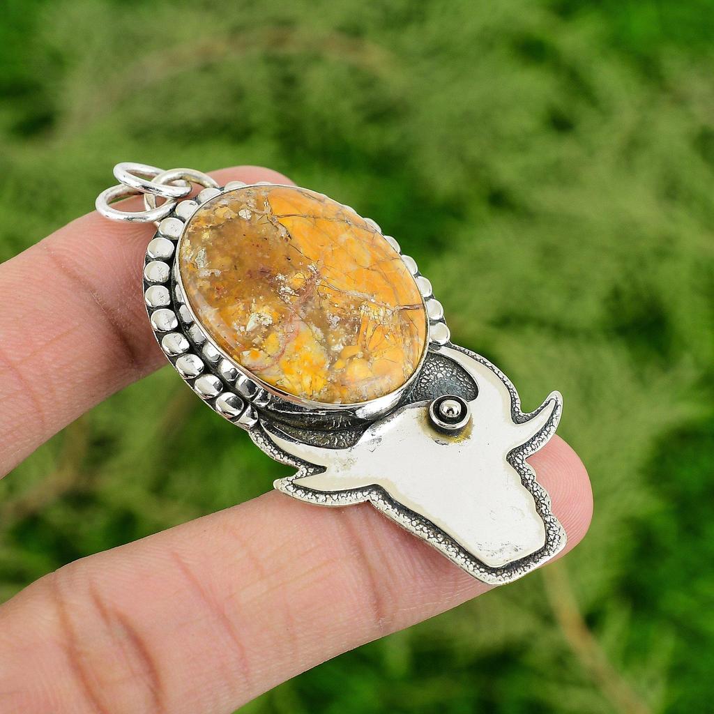 Daughters Day Deal Sterling Silver Oval Brecciated Mookaite Stone New Pendant