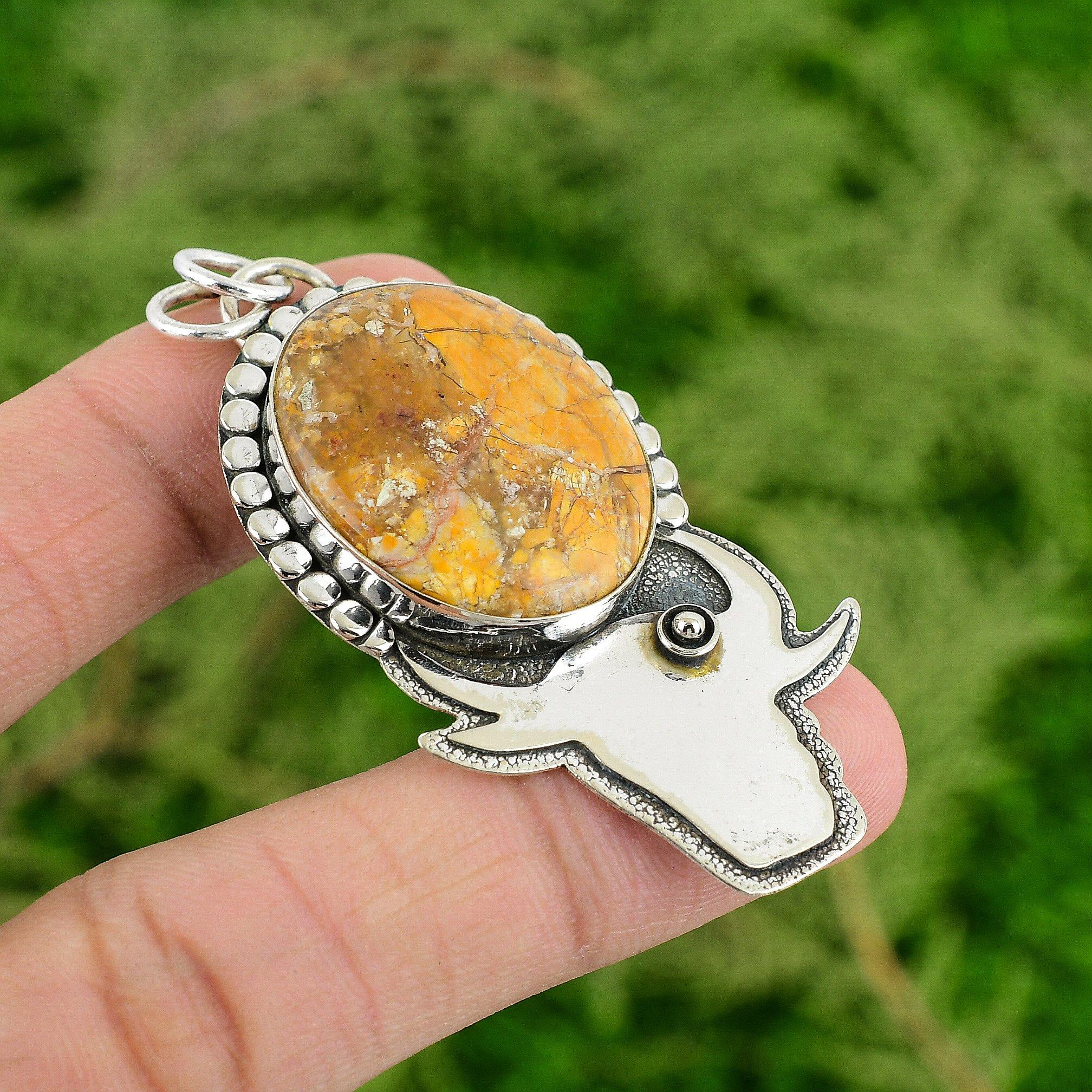 

Daughters Day Deal Sterling Silver Oval Brecciated Mookaite Stone New Pendant