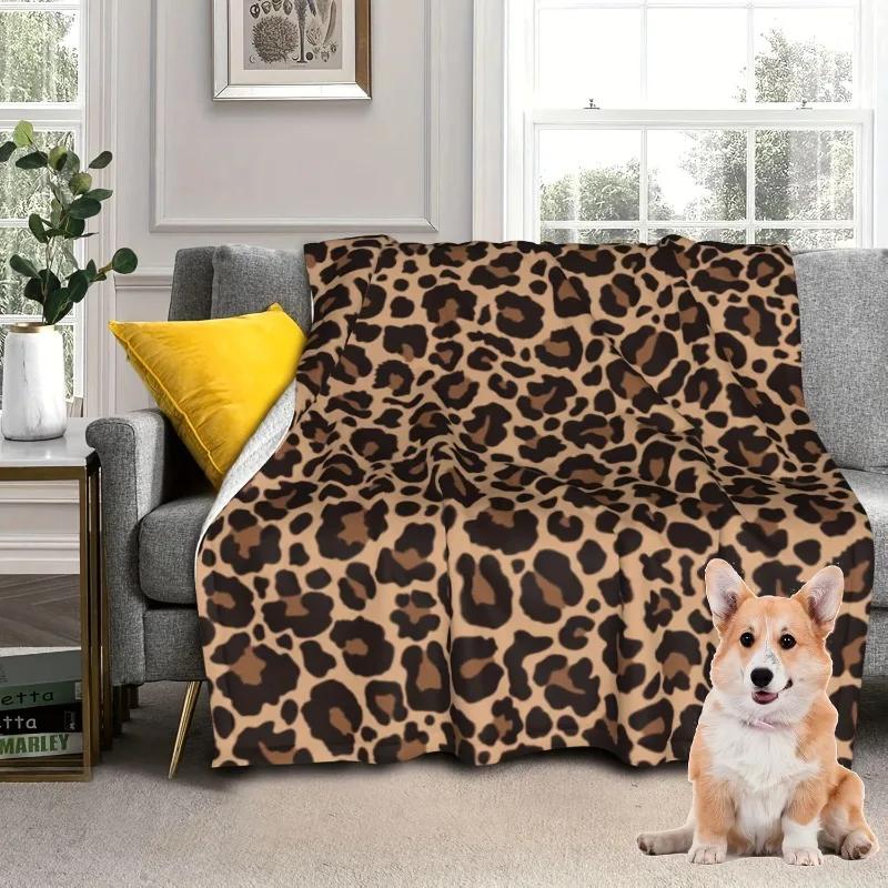 Flannel Throw Blanket Leopard Lightweight Cozy Soft Fleece Blanket Throw for Kids Adults Sofa Travel Car Office Decorative Gift