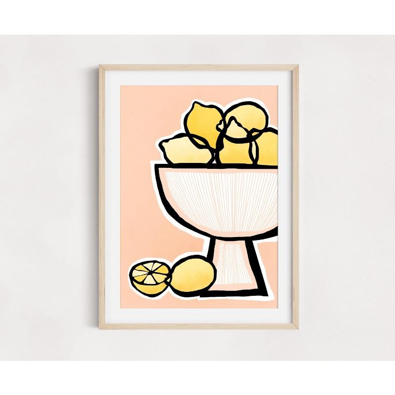 

Modern Mediterranean Boho Punch Jug Bright Wall Art Still Life Colourful Poster Vase With Fruit Canvas Painting Home Decor 21cm×30cm NoFrame