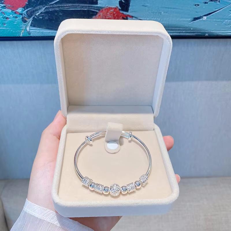 New Korean Fashion 925 Silver Lucky Beads Bangles for Women Bracelets Luxury Designer Party Wedding Jewelry Gifts