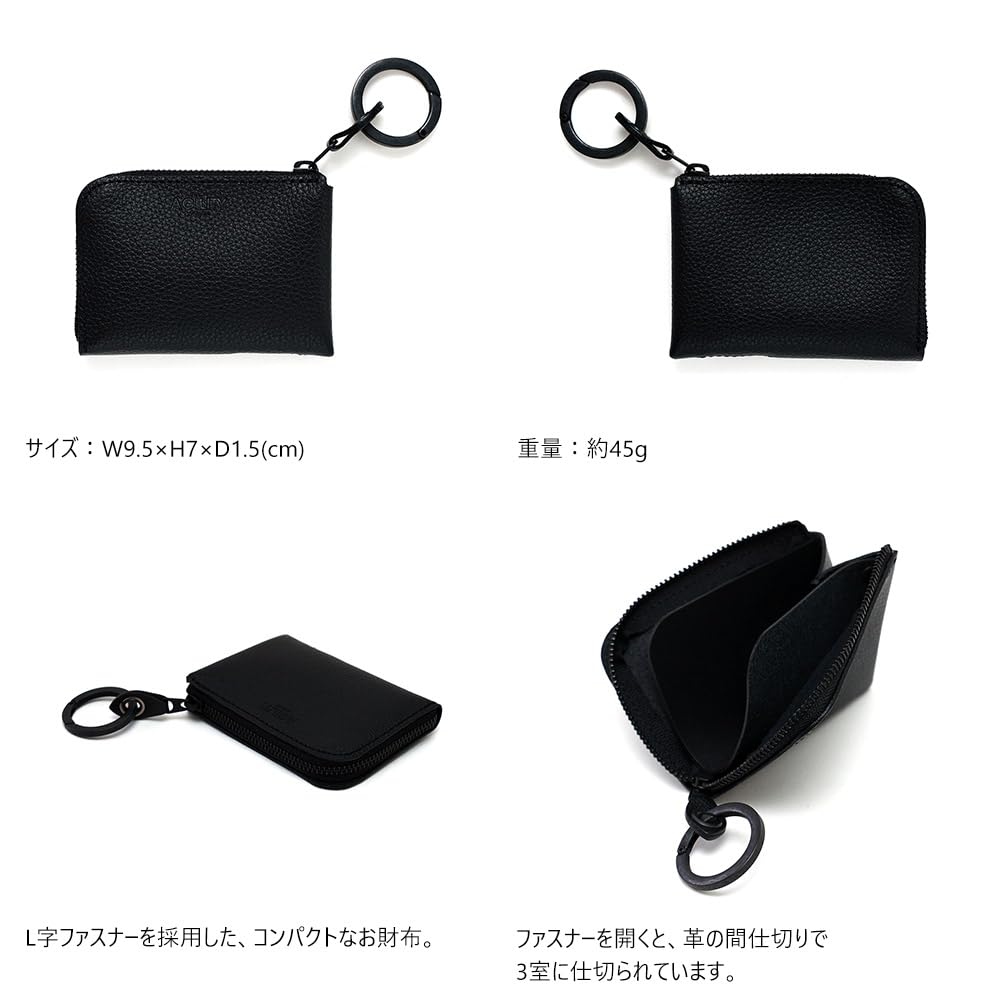 AGILITY Affa Zipper Mini Wallet Compact Wallet Extra Small Wallet Small Mini Leather Genuine Leather Water Repellent "Posh" L-shaped