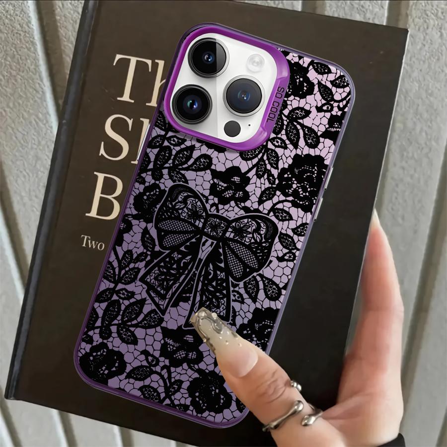 Fashion Black Lace Case for iPhone 17 Pro Max 13 Pro Air XR 12 XS 16 15 Plus 14 11 Back Phone Cover