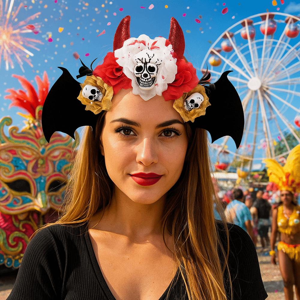 Gothic Halloween Skull Headband Dark Day of The Dead Hairband Skull Head Hair Hoop  Party