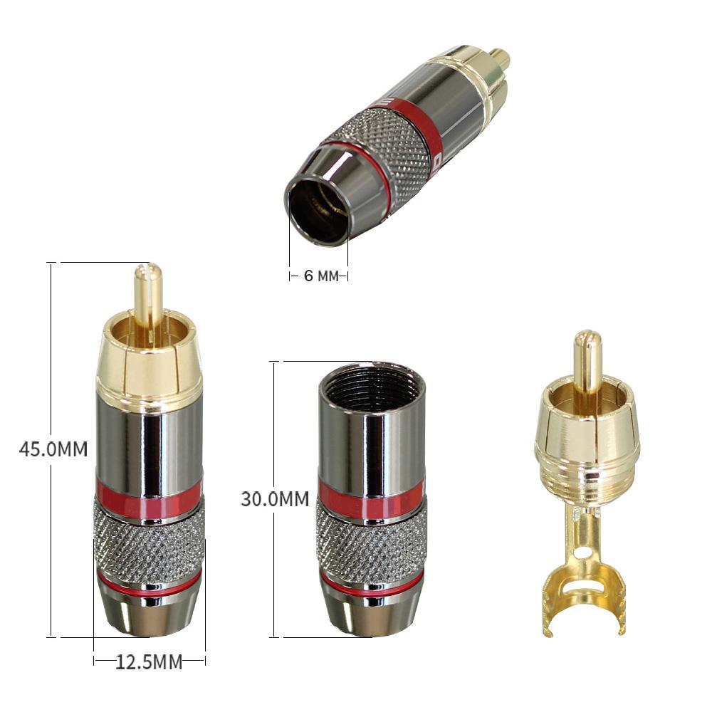 Musical Sound 2/8/24PCS RCA Connector Plug HiFi 24K Gold Plated RCA Connector Jack Adapter for 6mm Audio And Video Speaker CableGood Product
