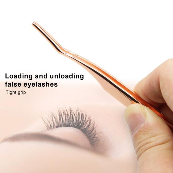 Eyelash Tweezers Mini Auxiliary Clamp Stainless Steel Eyelash Extension Curler Nipper Makeup Tools