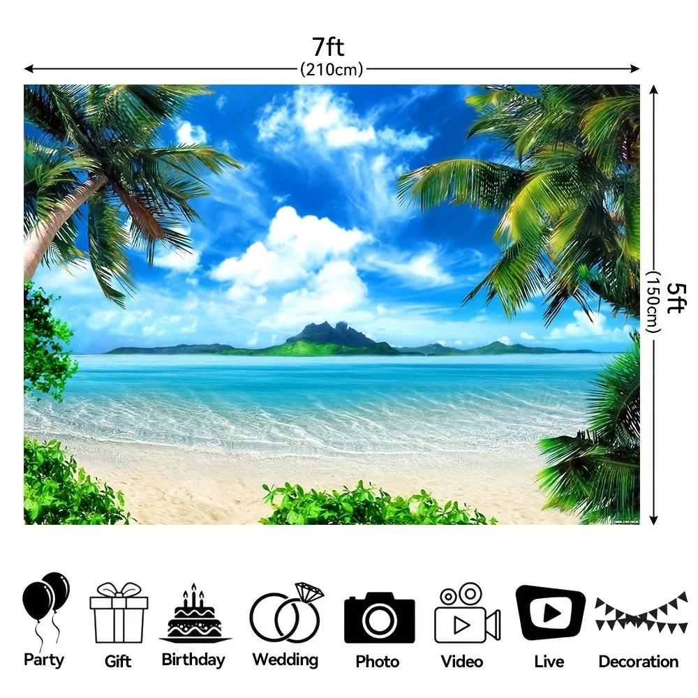 Sommer Strand-Thema Hintergrund Meeresufer Tropische Palme Fest Hintergrund Geburtstagsparty Dekoration Banner